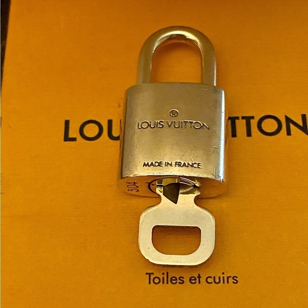 Authentic Louis Vuitton Brass Padlock & Key Set #304 - Picture 3 of 5